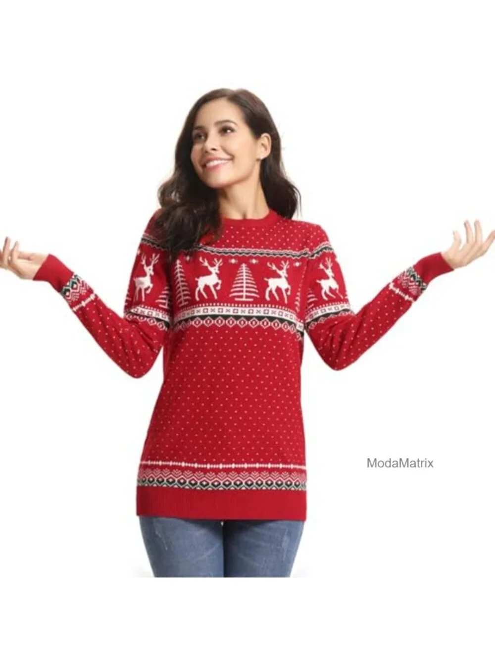 Cozy Knit Christmas Pullover Sweater Long Sleeve Crewneck